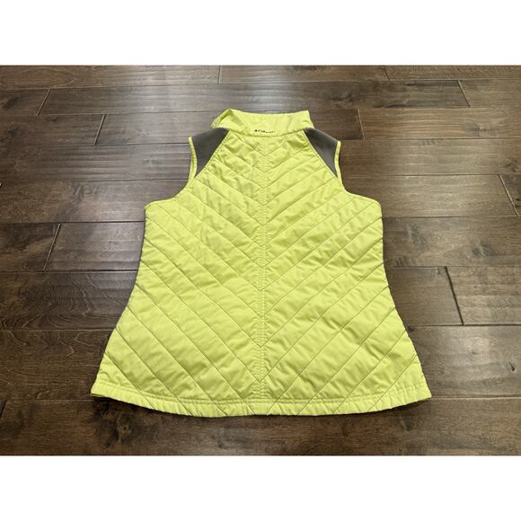 Columbia Womens Yellow Gray Quilted Fleece Fill Zip Vest Jacket Size L AL1007 - Picture 3 of 10